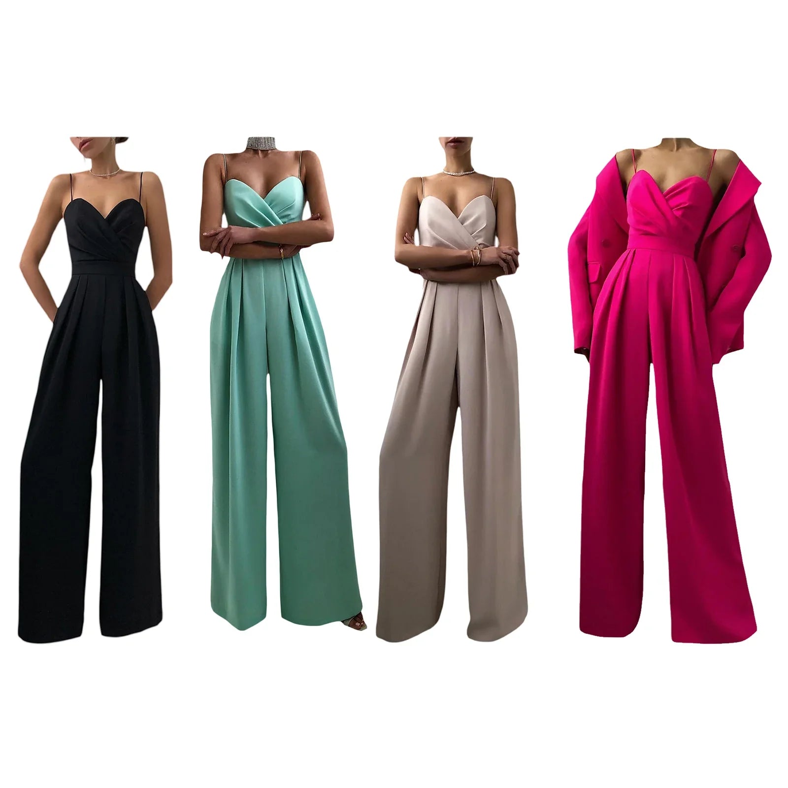 Elegantes Abend-Jumpsuit mit weitem Bein und V-Ausschnitt